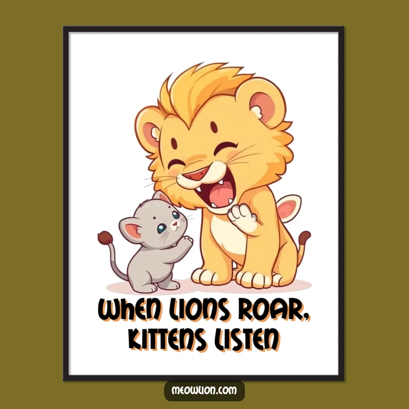Free Printable Wall Art: Lion Cub Roar, Hilarious Downloadable Art for Bold Decor